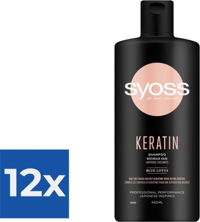 SYOSS Keratin Shampoo 440 ml Voordeelverpakking 12 stuks