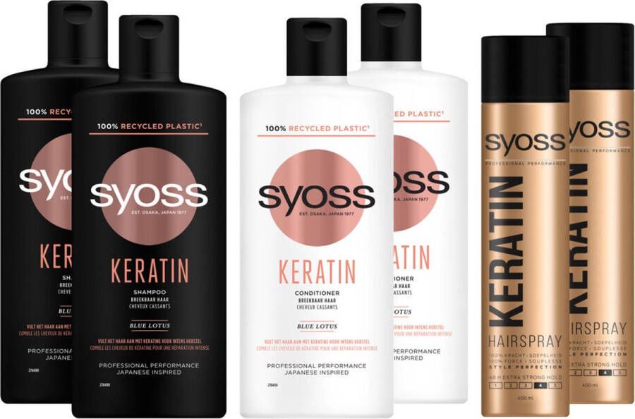 SYOSS Keratin shampoo en conditioner & Max Hold haarspray Pakket