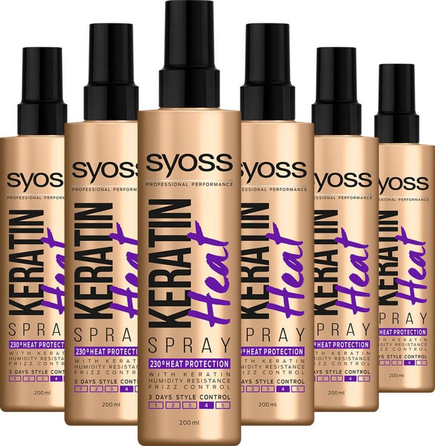 Syoss Keratine Volume keratine heatprotection spray 6 stuks voordeelverpakking