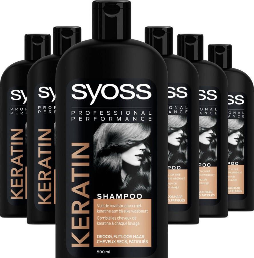 Syoss Keratine Shampoo Voor Droog En Futloos Haar 6x 500ml Voordeelverpakking Copy
