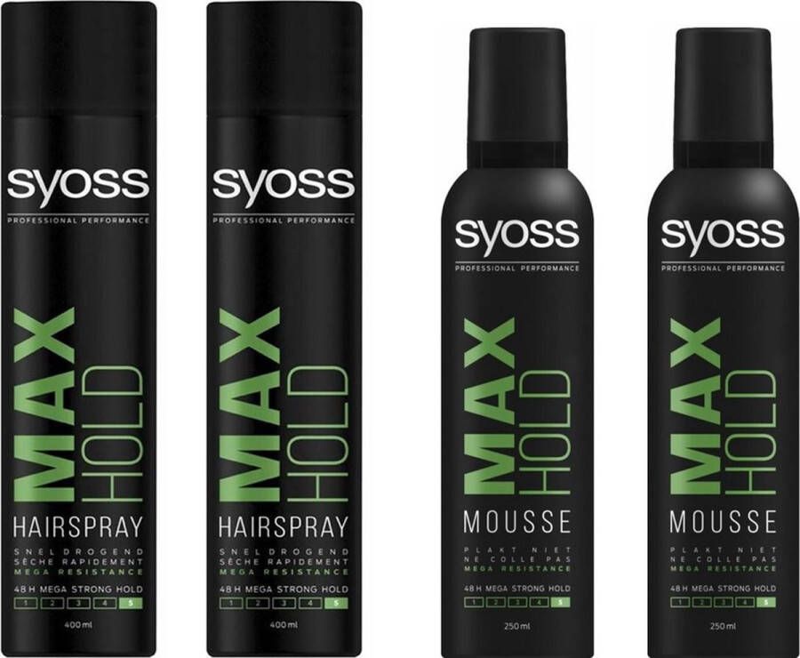 SYOSS Max Hold 2 x Hairspray & 2 x Mousse