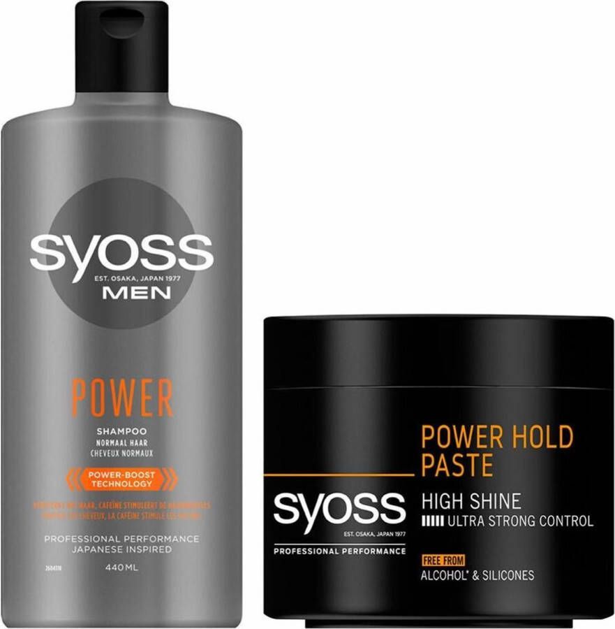 SYOSS Men Power Shampoo 1x 440 ml & Power Hold Paste 1x 150 ml Pakket