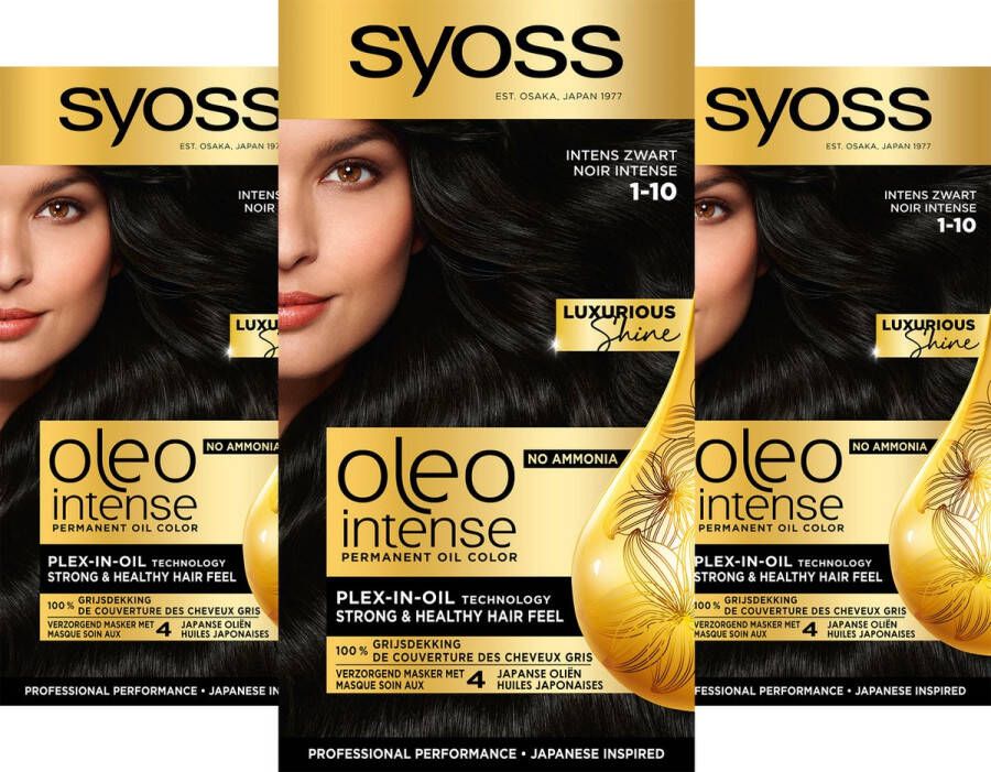SYOSS Oleo Intense Haarverf 1-10 Intens Zwart Voordeelverpakking 3 Stuks