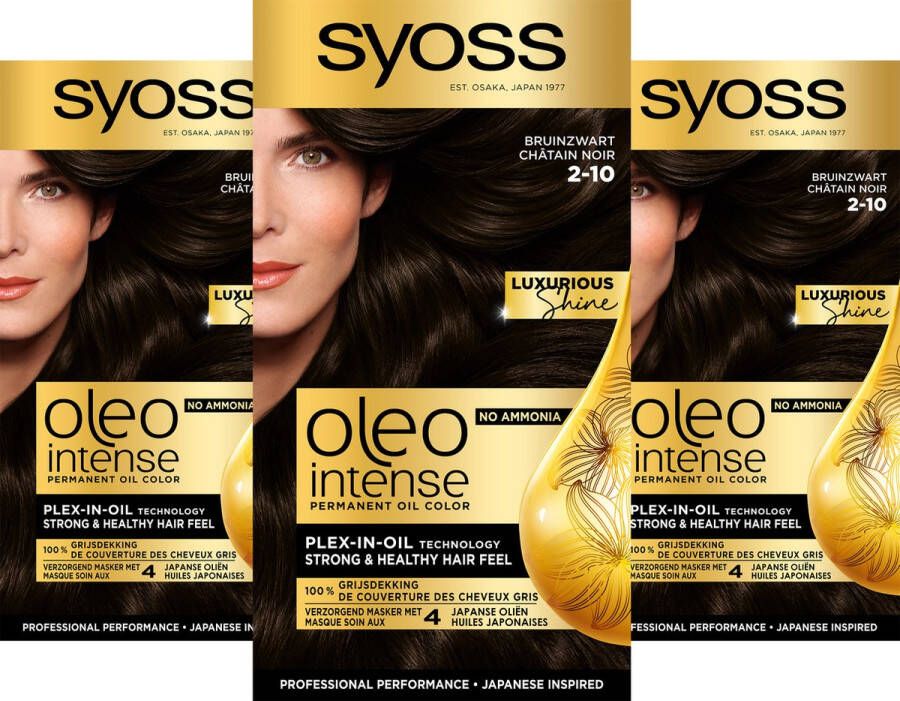 SYOSS Oleo Intense Haarverf 2-10 Bruinzwart Voordeelverpakking 3 Stuks