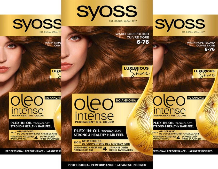 SYOSS Oleo Intense Haarverf 6-76 Warm Koperblond Voordeelverpakking 3 Stuks