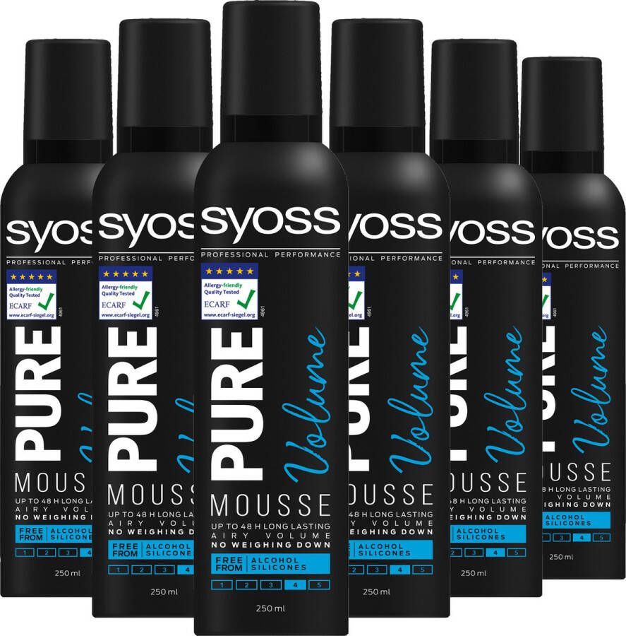 SYOSS Pure Volume Styling-Mousse Haarmousse Haarstyling Voordeelverpakking 6 Stuks