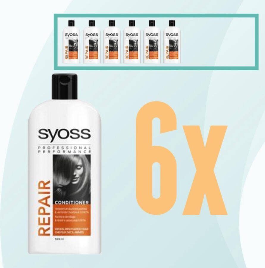 SYOSS Repair Therapy Conditioner Crémespoeling 6x 500ml Voordeelverpakking Voordeelbundel Pakket