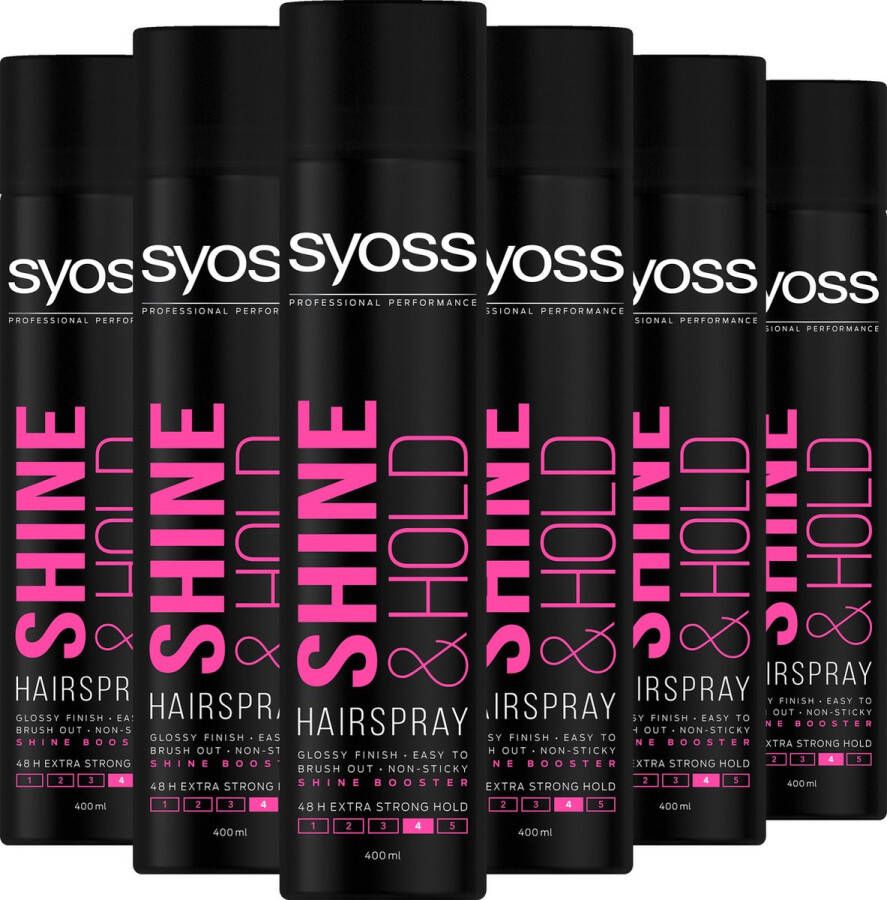 SYOSS Shine & Hold Hairspray Haarlak Haarstyling Voordeelverpakking 6x 400 ml