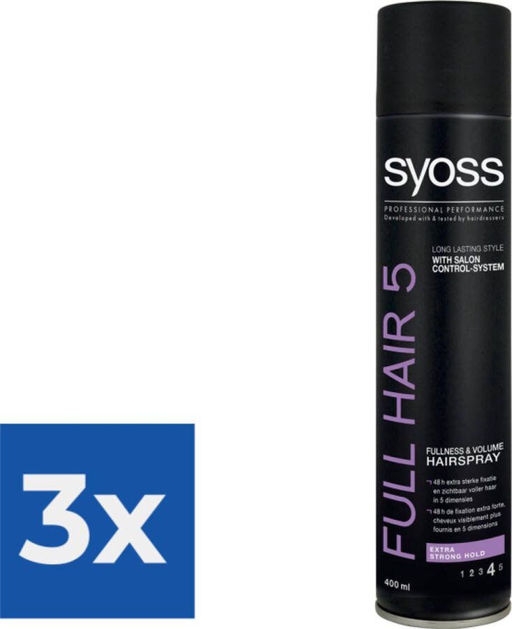 SYOSS Styling-Hairspray Full Hair 5 Voordeelverpakking 3 stuks