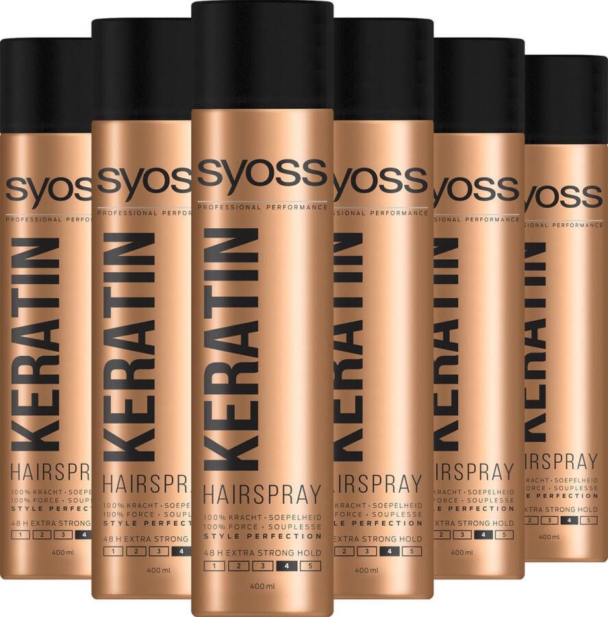 SYOSS Styling-Hairspray Keratin Haarlak Haarstyling Voordeelverpakking 6x 400 ml