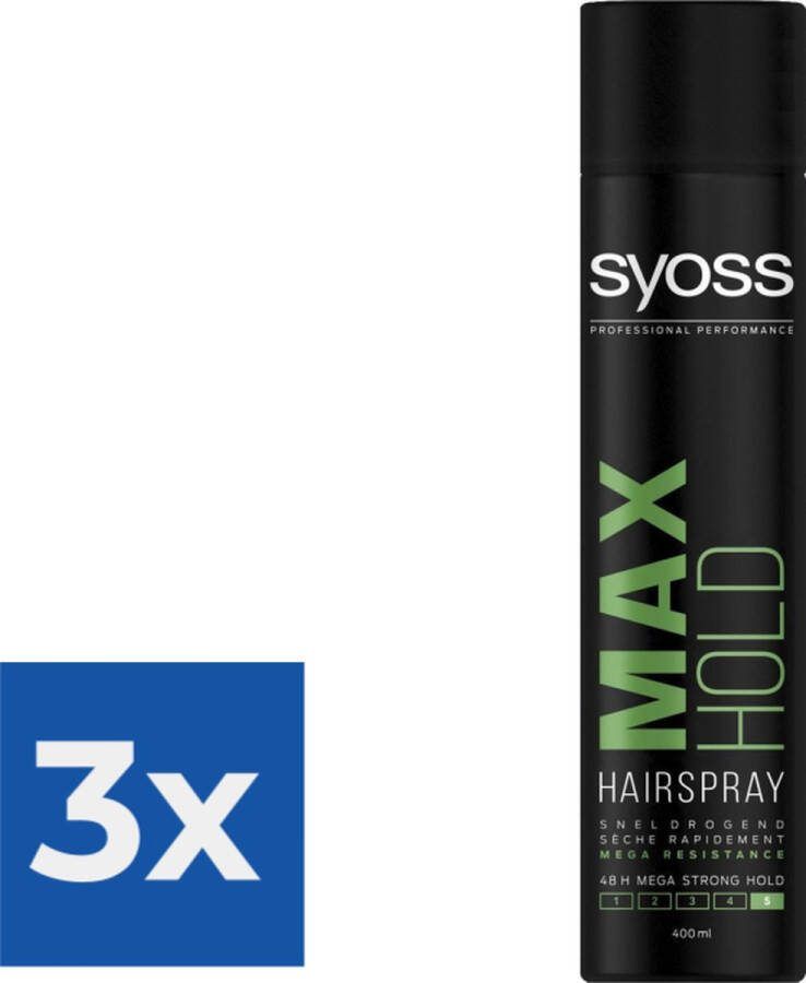 SYOSS Styling-Hairspray Max Hold 1 stuk Voordeelverpakking 3 stuks