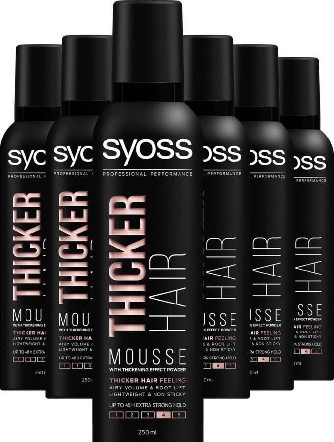 Syoss Thicker Hair Mousse 6 x 250 ml voordeelverpakking