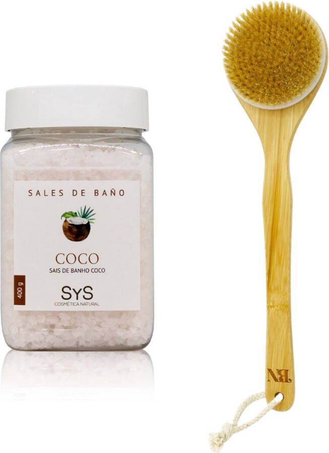 Sys Badzout Kokos Body Scrub 100% Natuurlijk Mineraalzout 400g Snel Oplossend Incl. Badborstel