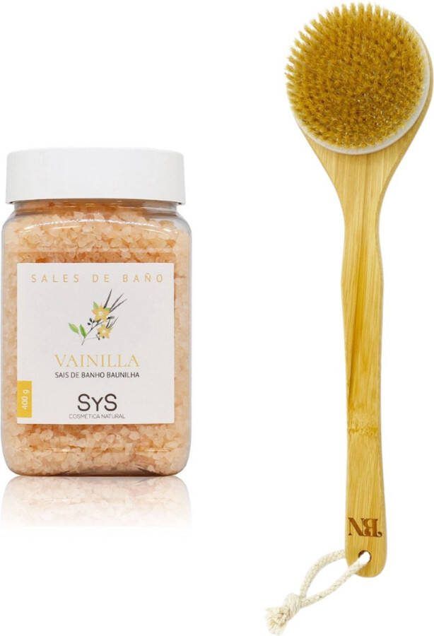 Sys Badzout Vanille Body Scrub 100% Natuurlijk Mineraalzout 400g Snel Oplossend Incl. Badborstel