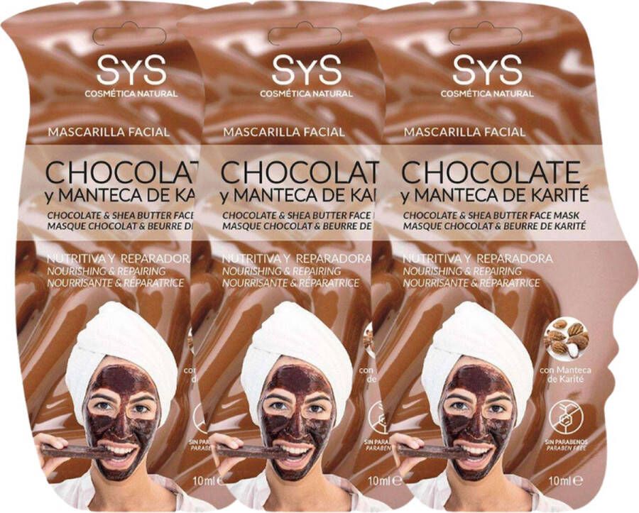 Sys Gezichtsmasker 3 stuks Chocolate & Shea Butter – 15ml