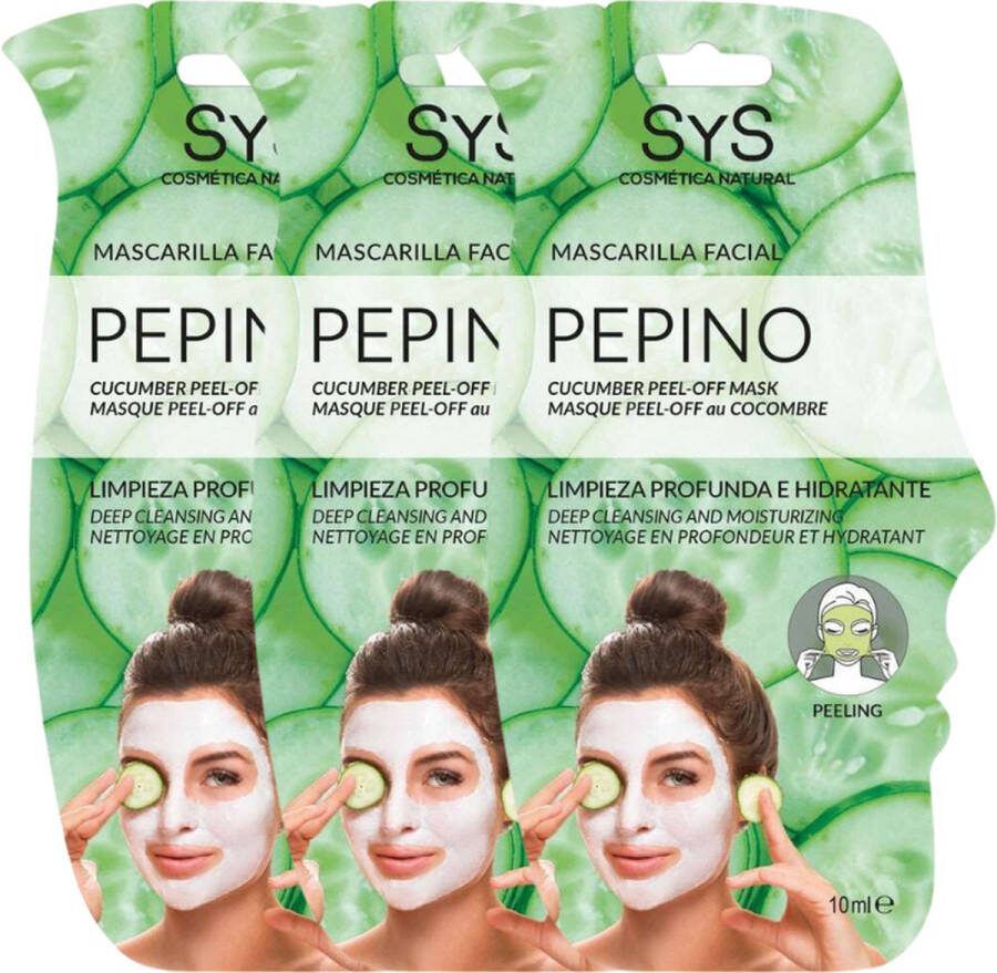 Sys Gezichtsmasker Komkommer 100% Natuurlijk Herstellend & Hydraterend 3 stuks van 10ml
