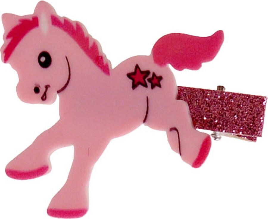 S.Y.W Haarclipje pony roze 6 cm