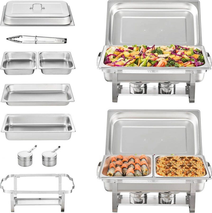 T&L Store Chafing Dish Warmhoudbakken Buffetwarmer Gastronormbakken 4 stuks