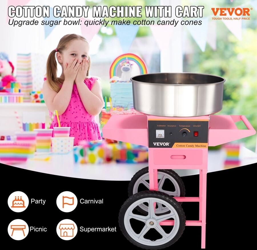 T&L Store Elektrische Suikerspin Machine Suikerspinmachines Commercieel Roze