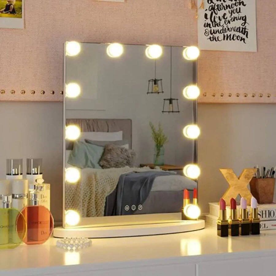 T&L Store Make Up Spiegel met Verlichting Make Up Spiegel met verlichting Make-UpSpiegel Makeup Spiegel Slimme Aanraking Dimbaar 40x50 cm