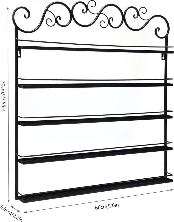 T&L Store Nagellak Display Standaard Make-up Organizer Nagellak Rek Muur Etherische Olie Display -Organizer Houder Stand Metaal Zwart