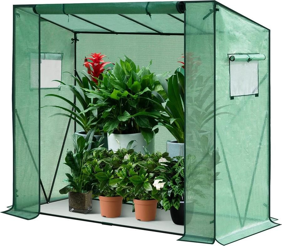 T&L Store Plantenkas Broeikas Polytheen Semi Transparant Waterdicht Makkelijk te Installeren Milieuvriendelijke PE Groen 200x77x169cm
