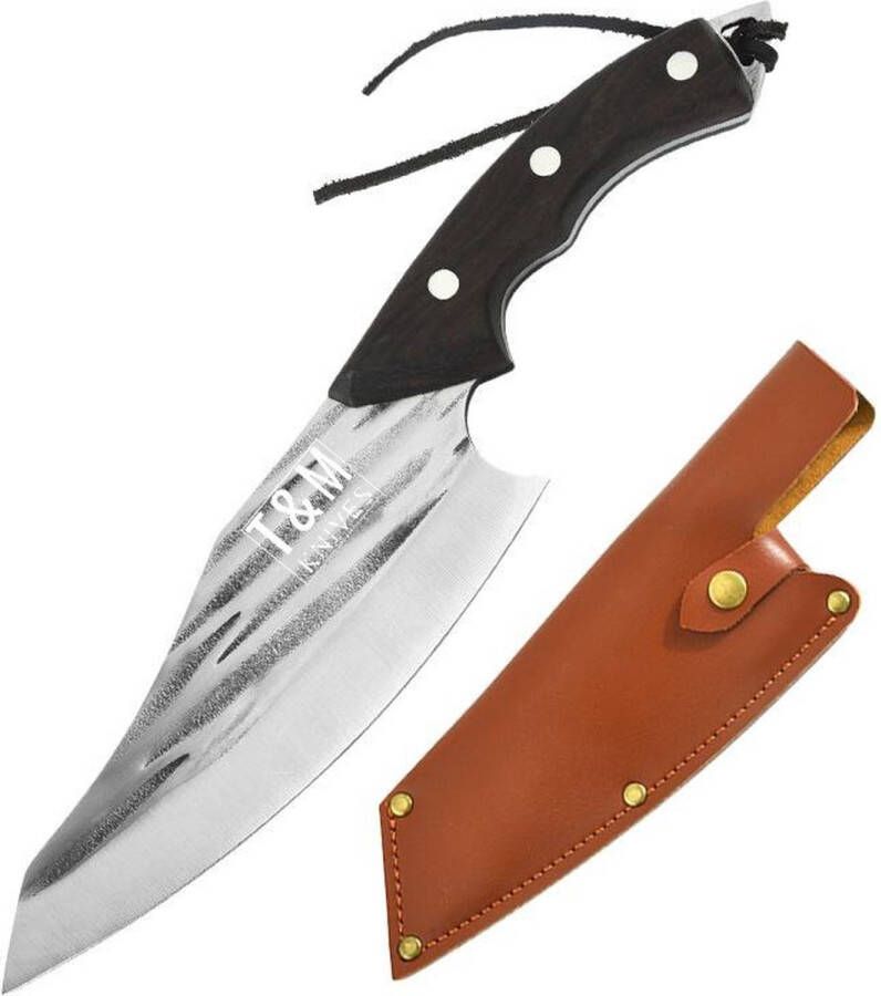 T&M Knives Koksmes BBQ Vleesmes Gezandstraald RVS Barbecue Mes Voor Vlees Incl. Gratis Cadeaubox