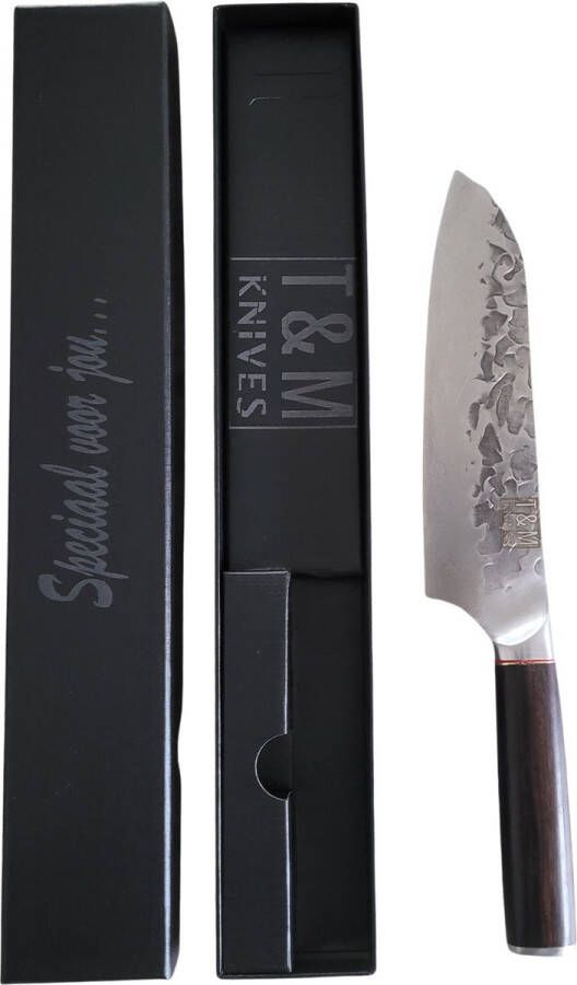T&M Knives Japans Koksmes Bodils Keukenmes Van Keihard Staal Gehamerd Lemmet Inclusief Cadeaubox