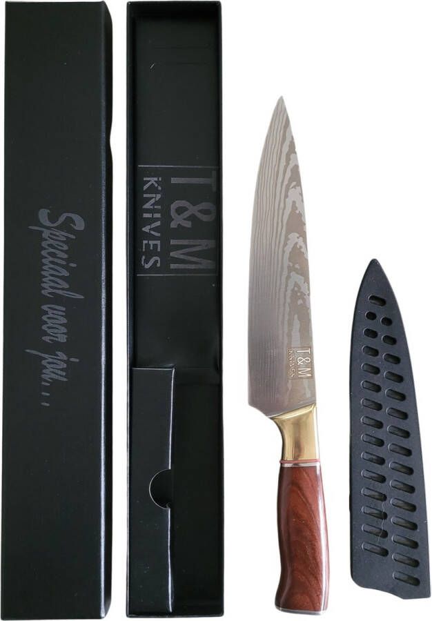 T&M Knives Koksmes Krystofs 20cm Lemmet Prachtig Japans Keukenmes Van Hard Staal Ergonomisch Handvat -Inclusief Giftbox