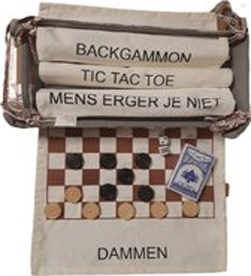 't Goei leven Dammen Backgammon Tic tac toe Ludo. Oprolbare speelvelden. 4 spelen in 1. Bordspel vakantie