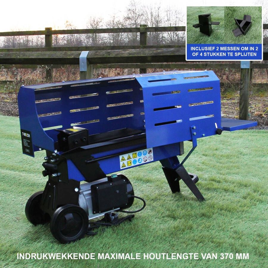 T-Mech Houtklover 5 ton splijtkracht 370 mm maximale houtlengte 2000 W 230 Volt houtsplijter houtkloofmachine