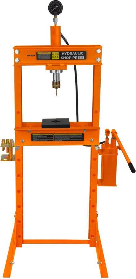 Monster Shop NL Hydraulische Werkplaatspers 20 Ton 20.000kg Lagerpers Vloermodel Zware Stalen Drukmeter Handpomp 0-1015mm Verticaal Werkgebied Werkplaats Garage GRATIS Gereedschapset 8 Mandrellen & 1 Adapter