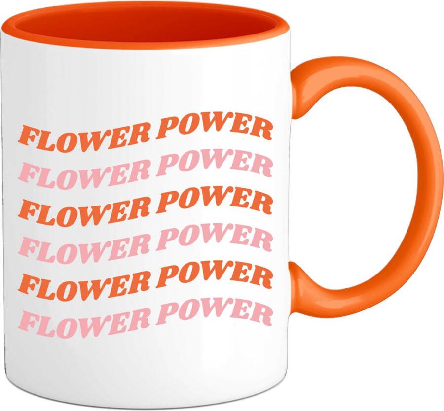 T-SHIRT KNALLER Flower power Mok Oranje