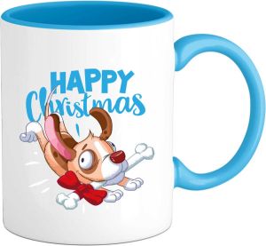 T-SHIRT KNALLER Happy christmas Mok Aqua