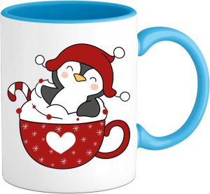 T-SHIRT KNALLER Hot choco pinguin kerst buddy Mok Aqua