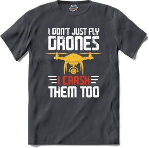 T-SHIRT KNALLER I Crash them too Drone met camera Mini drones T-Shirt Unisex Mouse Grey Maat 3XL