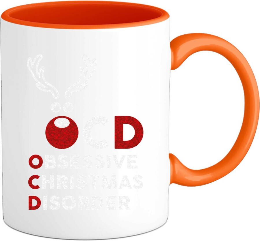 T-SHIRT KNALLER OCD Obsessive Christmas Disorder Mok Oranje