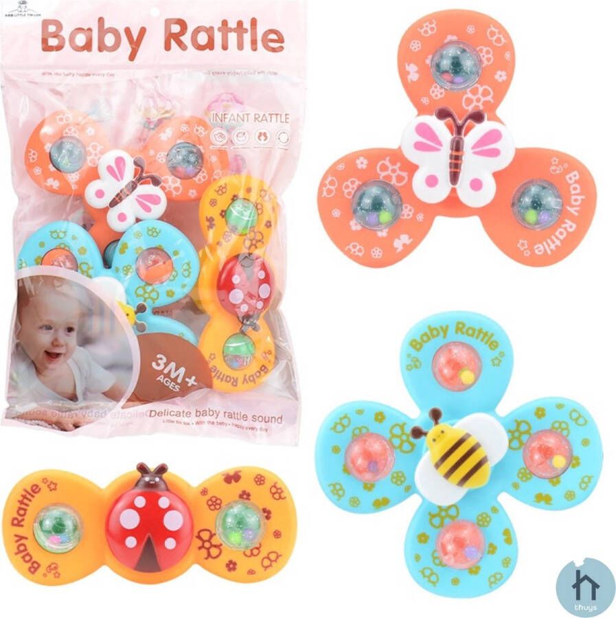 T Shops Fidget Spinners voor Baby's Babyspeelgoed met zuignapjes 3 stuks Baby Spinners Fidget Spinner Speelgoed