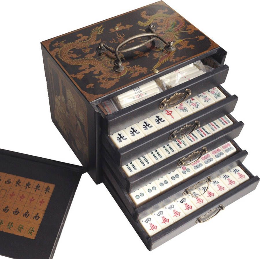 TA-HWA Mahjong spel in houten kist zwart M