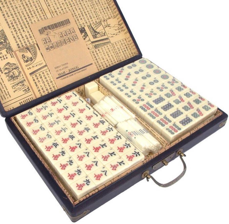 TA-HWA Mahjong spel in luxe zwarte houten koffer M