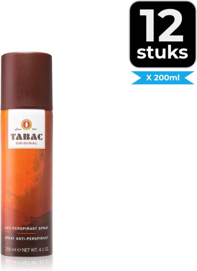 Tabac Original Anti-Perspirant 200 ml Deodorant Voordeelverpakking 12 stuks