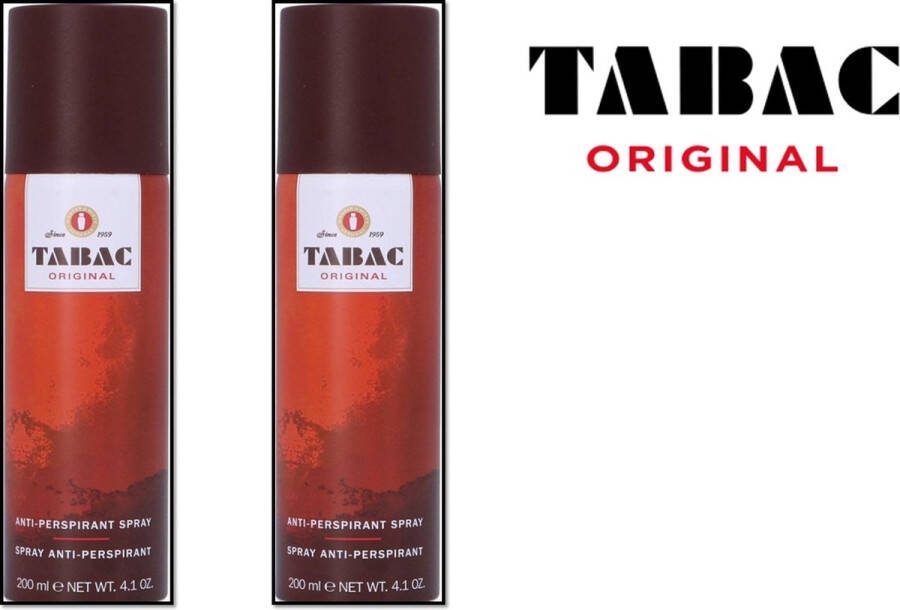 Tabac Original MULTI BUNDEL 2 Stuks Anti Perspirant Deodorant Spray 200 ml