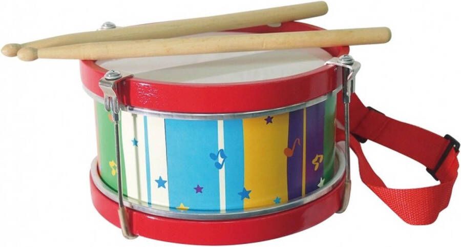 Tachan Drum Metaal en Hout Trommel met Draagband en Stokken Kindertrommel Multicolor