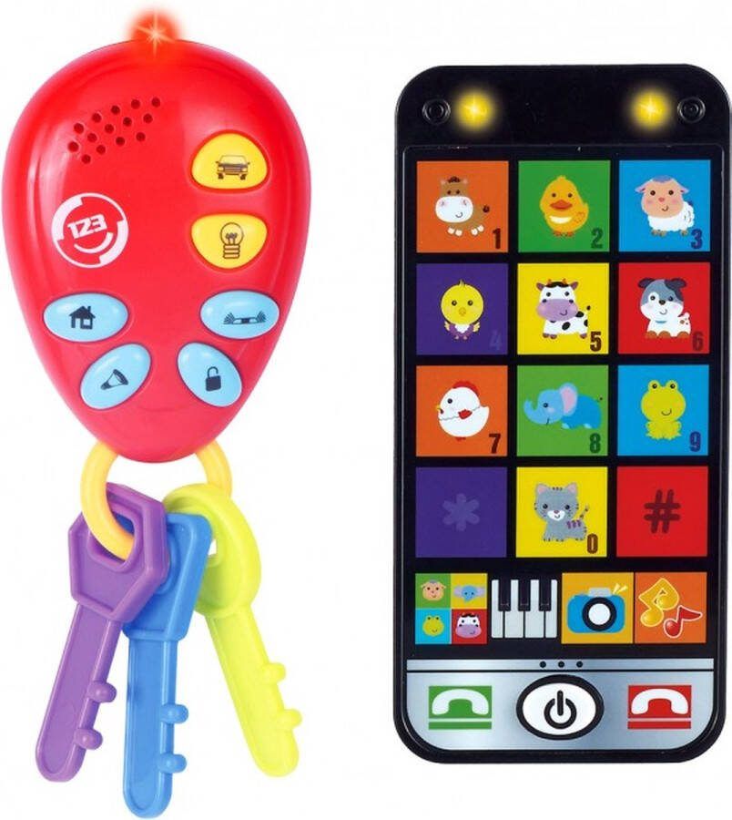 Tachan Speelgoed Sleutelbos en Telefoon voor Kinderen Autosleutels en Smartphone voor Baby Met Licht en Geluid Inclusief Batterijen