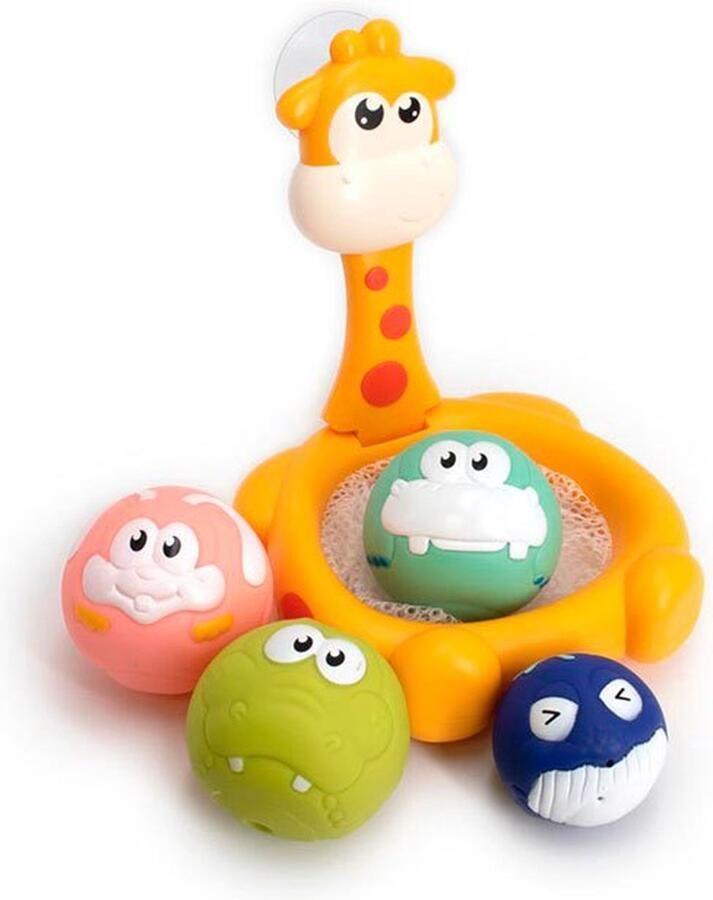 Tachan Basketbalspel voor in (Zwem) Bad Giraffe Spel met Zuignappen en 4 Squeeze Ballen Basketbal Werpspel met Netje Ook voor Zwembad
