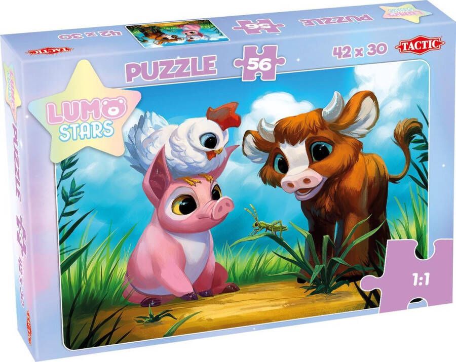 Tactic Lumo Stars Puzzel Piglet Chicken Cow 56 Stukjes