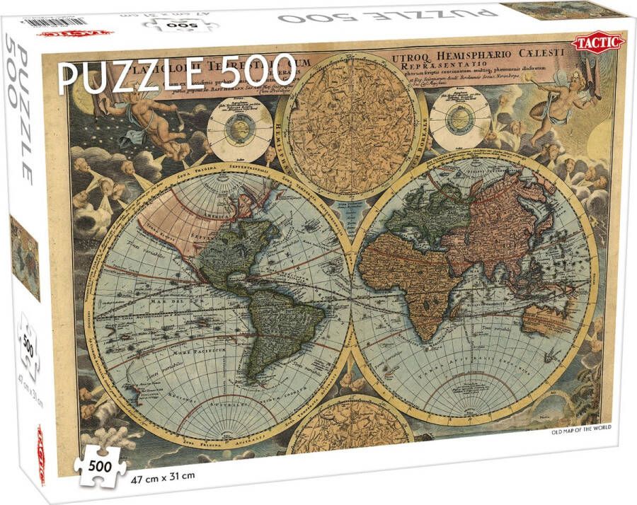 Tactic Puzzel Old Map of the World 500 Stukjes