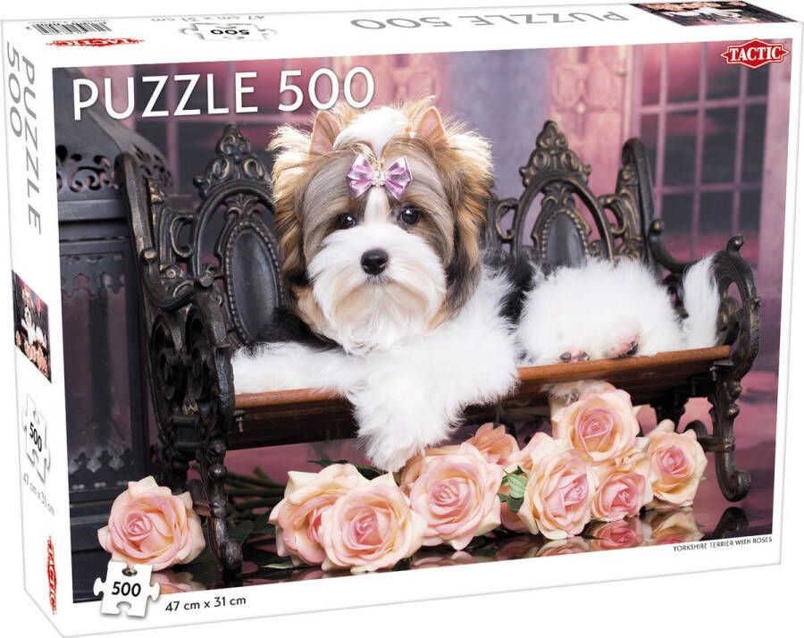 Tactic Puzzel Yorkshire Terrier with Roses 500 Stukjes