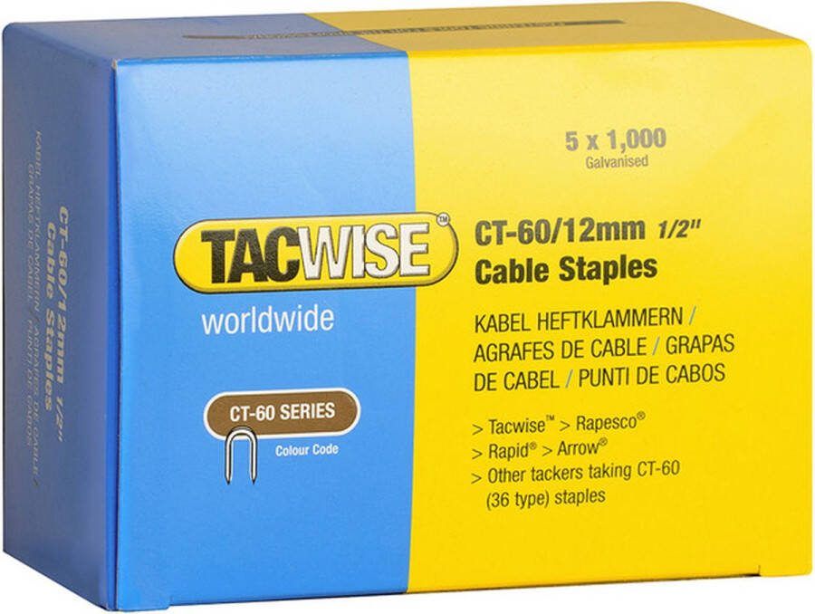 TACWISE kabelnieten voor tacker Type CT60 12 mm Gegalvaniseerd 5000 stuks