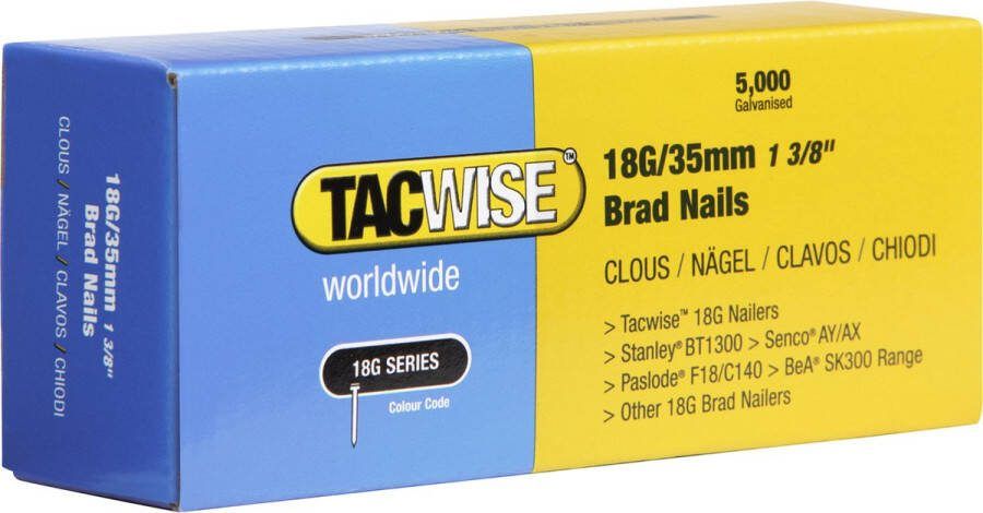 TACWISE minibrad 18G Nagel voor tacker 35 mm Gegalvaniseerd 5000 stuks